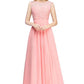 Cailyn - Roze Lange Avondjurk van Chiffon