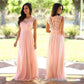 Cailyn - Roze Lange Avondjurk van Chiffon