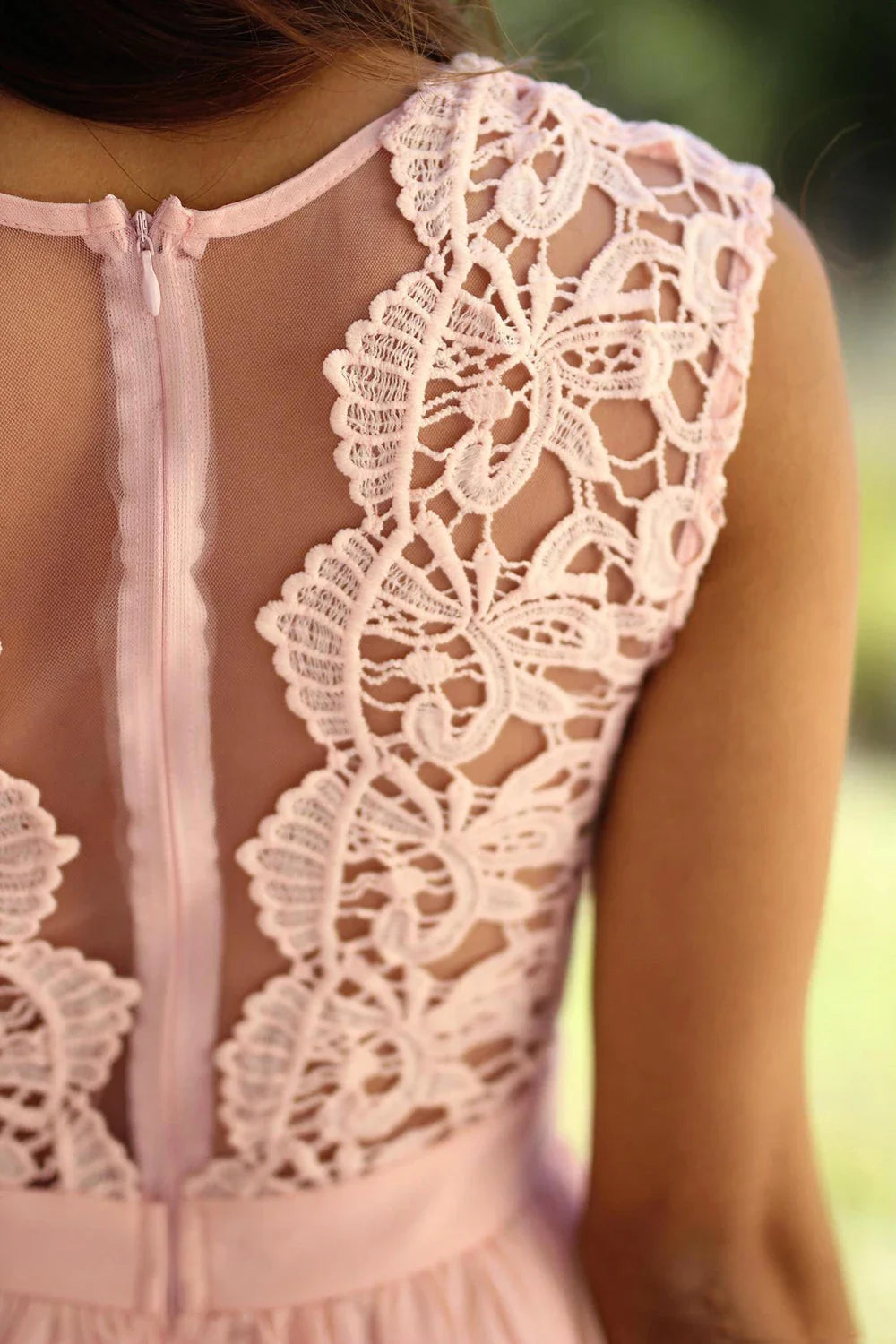 Cailyn - Roze Lange Avondjurk van Chiffon