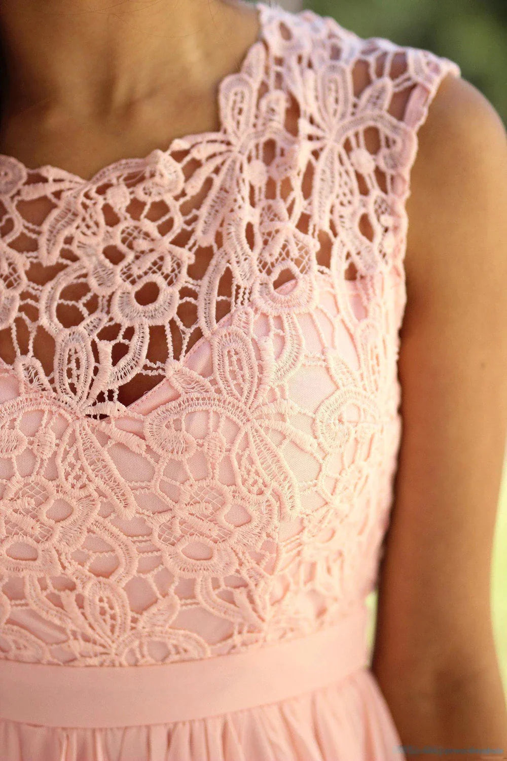 Cailyn - Roze Lange Avondjurk van Chiffon