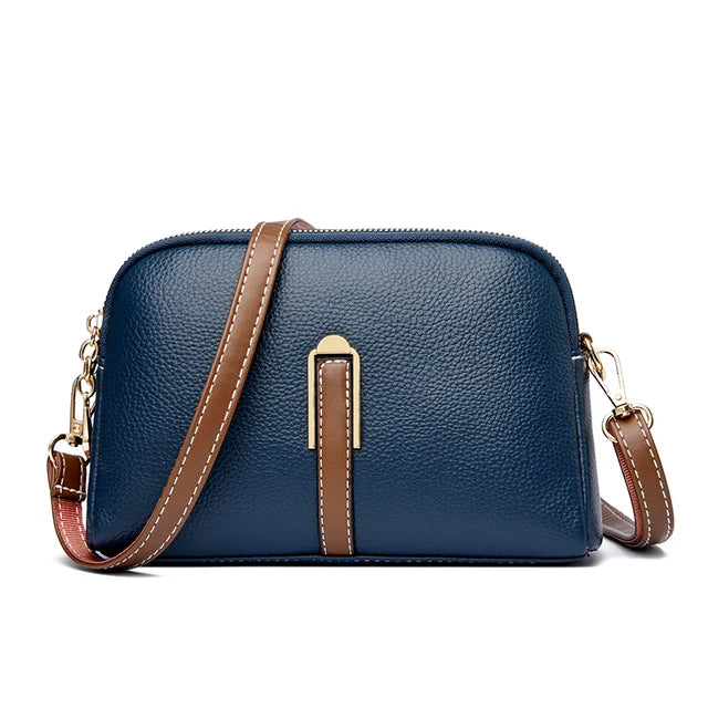 Beige Lederen Messenger Tas - Gweneth