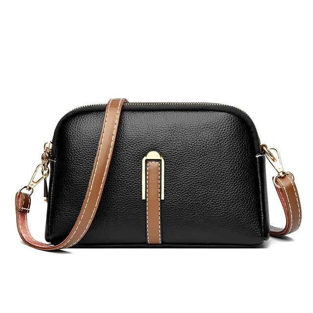 Beige Lederen Messenger Tas - Gweneth