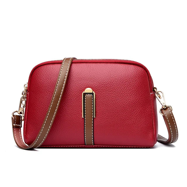 Beige Lederen Messenger Tas - Gweneth