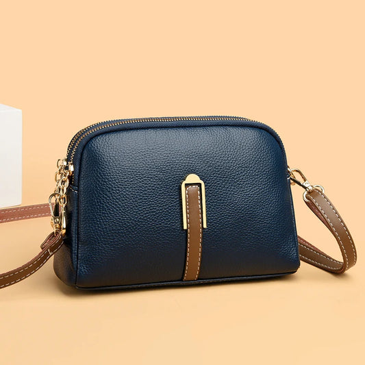 Beige Lederen Messenger Tas - Gweneth