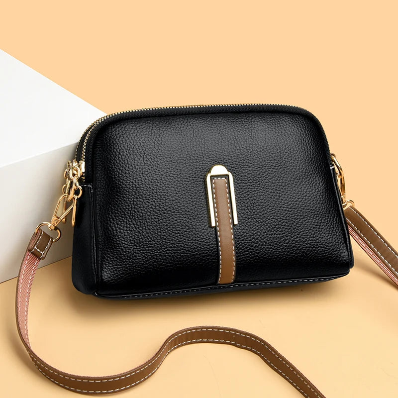 Beige Lederen Messenger Tas - Gweneth