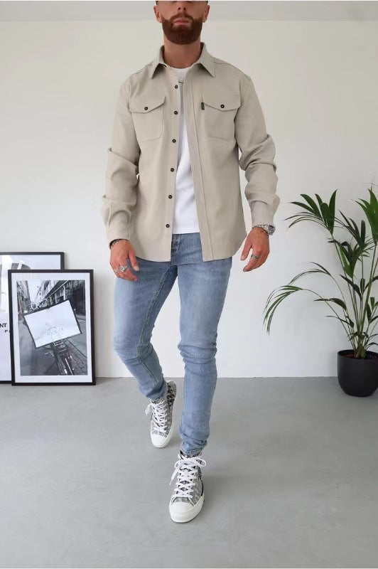 Abrikoos Overhemdjack met Knoopsluiting - Gregory