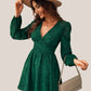 Kacey - Groene Sexy Mini-Jurk met Lange Mouwen
