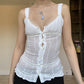 Noura - Wit Kanten Crop Top Vintage