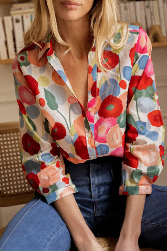 Rode Bloemenprint Blouse - Gisselle