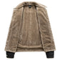 Stijlvol Heren Denim Jack met Fleece Voering en Elegante Bontkraag