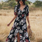 Zwarte Bloemen Bandage Jurk - Eugenie