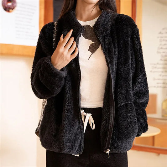 Gezellige Elegantie: Dames Thermische Sherpa-Gevoerde Teddyjas – Perfect voor de Winter!