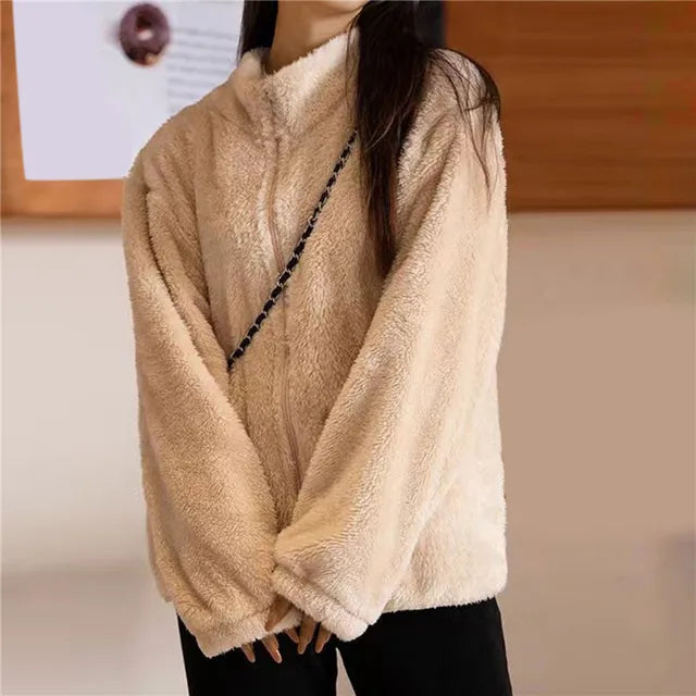 Gezellige Elegantie: Dames Thermische Sherpa-Gevoerde Teddyjas – Perfect voor de Winter!