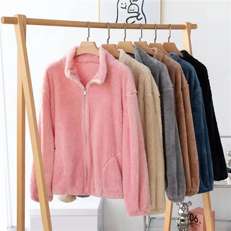 Gezellige Elegantie: Dames Thermische Sherpa-Gevoerde Teddyjas – Perfect voor de Winter!