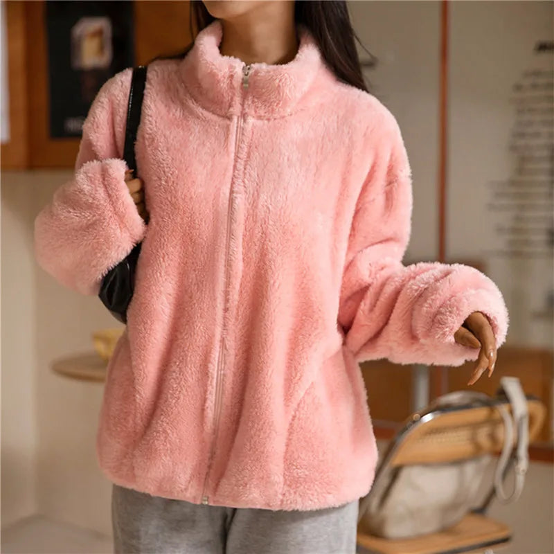 Gezellige Elegantie: Dames Thermische Sherpa-Gevoerde Teddyjas – Perfect voor de Winter!