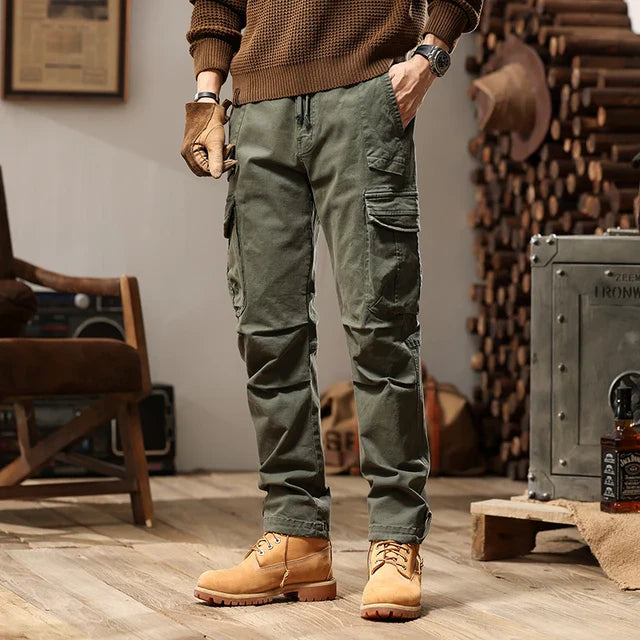 Joaquim - Zwarte Slim-Fit Militaire Cargo Broek