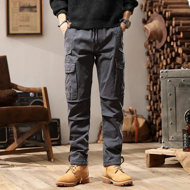 Joaquim - Zwarte Slim-Fit Militaire Cargo Broek