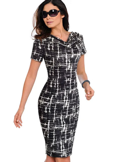 Zwarte Zakelijke Bodycon Jurk - Seana