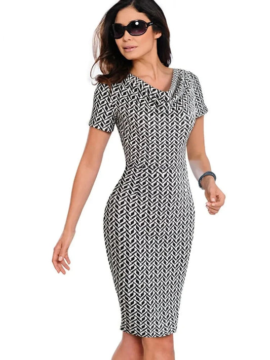 Zwarte Zakelijke Bodycon Jurk - Seana