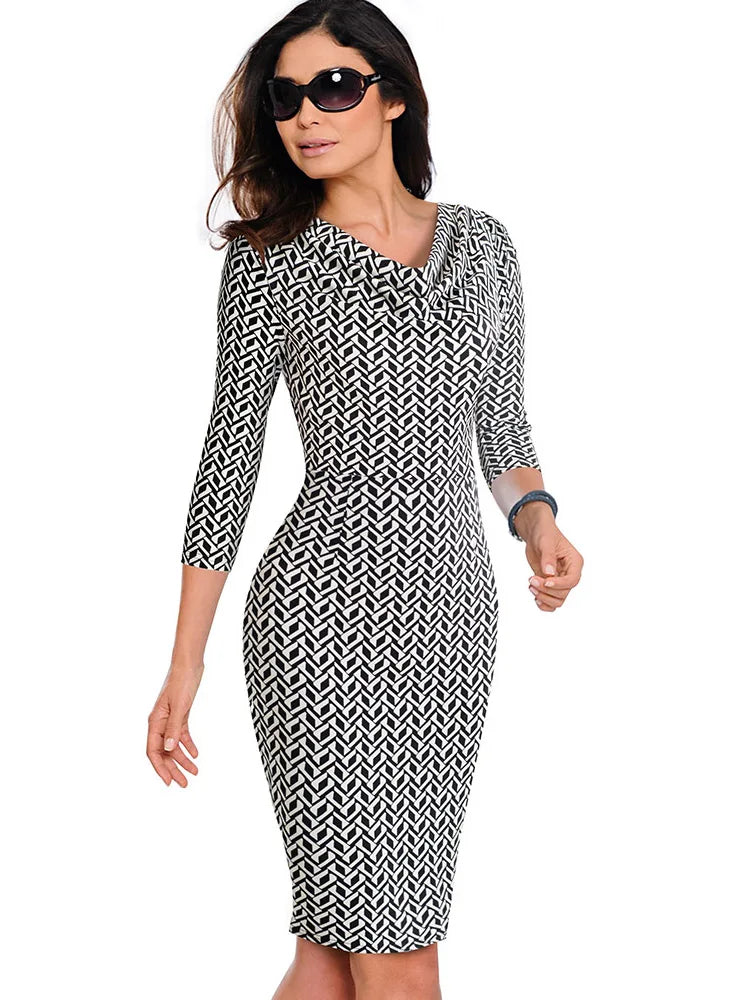 Zwarte Zakelijke Bodycon Jurk - Seana