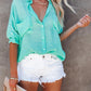 Violet - Paarse Katoen-Linnen Casual Shirt met Halflange Mouwen