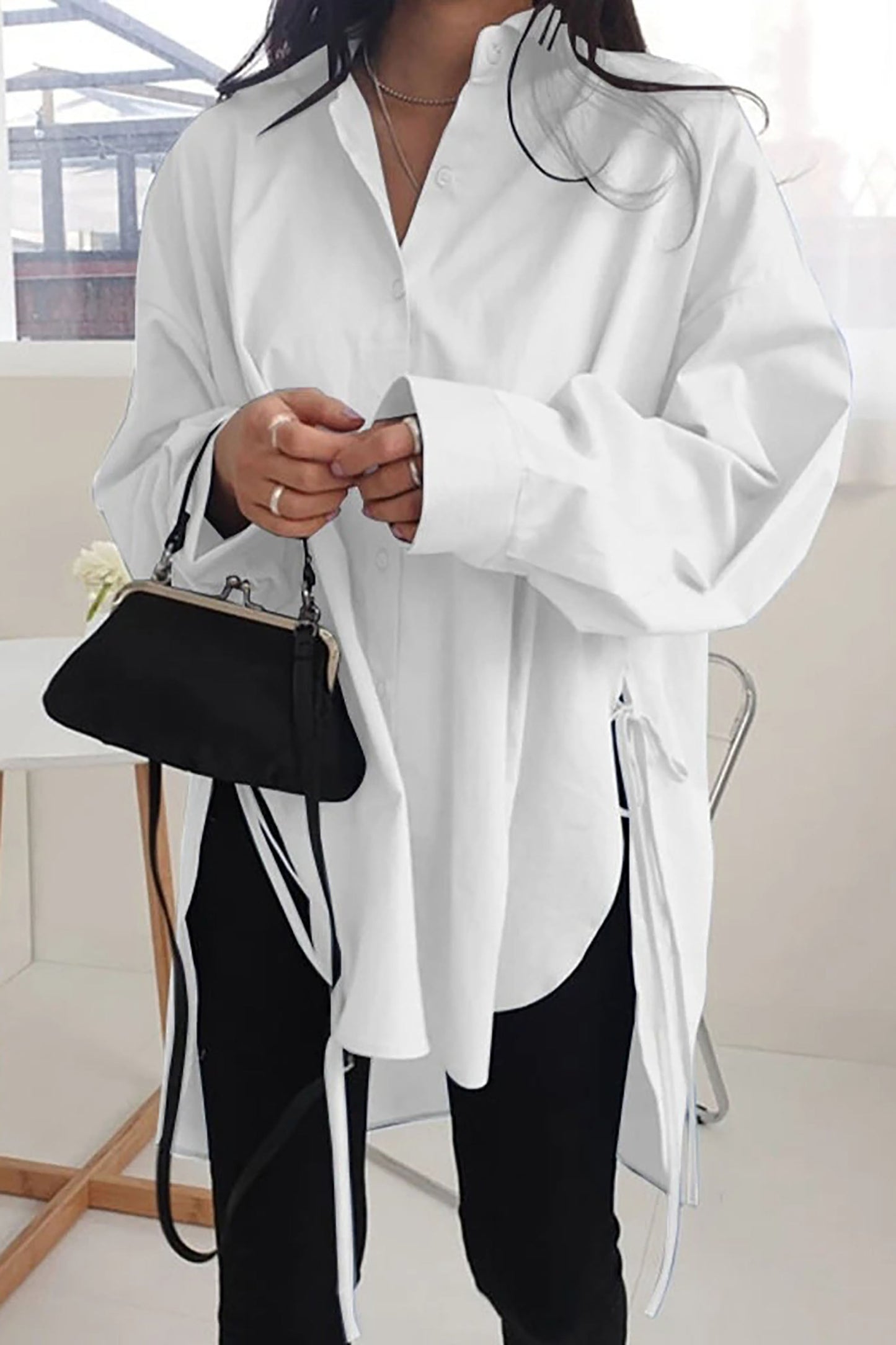 Herfst Chic: Losvallend Kant-Design Shirt