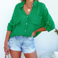 Violet - Paarse Katoen-Linnen Casual Shirt met Halflange Mouwen