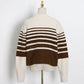 Chique Herfst Gestreepte Patchwork Trui - Ronde Hals, Lange Mouw