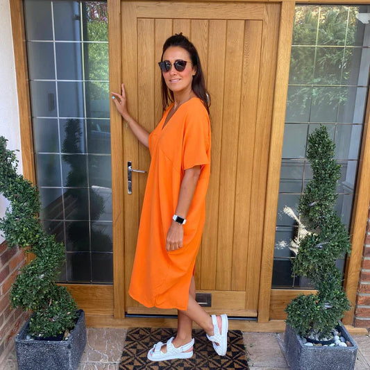 Heleen - Casual Oranje Jurk