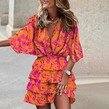 Gerlinde - Oranje Mini Jurk