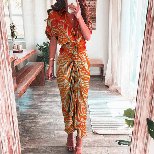 Hannelore - Oranje Maxi Jurk