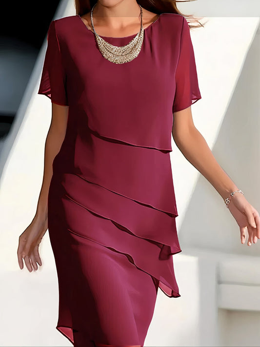 Rood Geplisseerde Chiffon Jurk - Jeannette