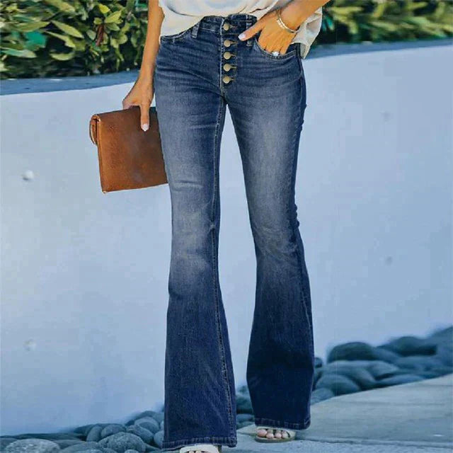 Zoey - Lichtblauwe Denim Broek met Hoge Taille voor een Verleidelijke Look