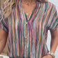 Bruine Gestreepte Blouse Plus Size - Macy