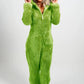 Gezellige Chic: Dames Fuzzy Capuchon Zip-Up Loungewear Jumpsuit