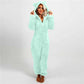 Gezellige Chic: Dames Fuzzy Capuchon Zip-Up Loungewear Jumpsuit