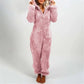 Gezellige Chic: Dames Fuzzy Capuchon Zip-Up Loungewear Jumpsuit
