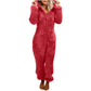 Gezellige Chic: Dames Fuzzy Capuchon Zip-Up Loungewear Jumpsuit