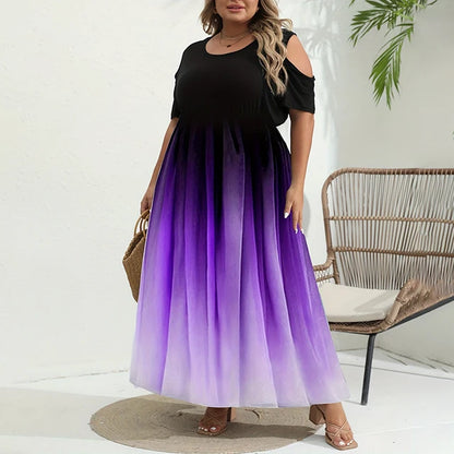 Paarse Plus Size Zomerjurk - Lexi