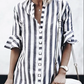 Grijze Gestreepte Vintage Shirtjurk - Mila