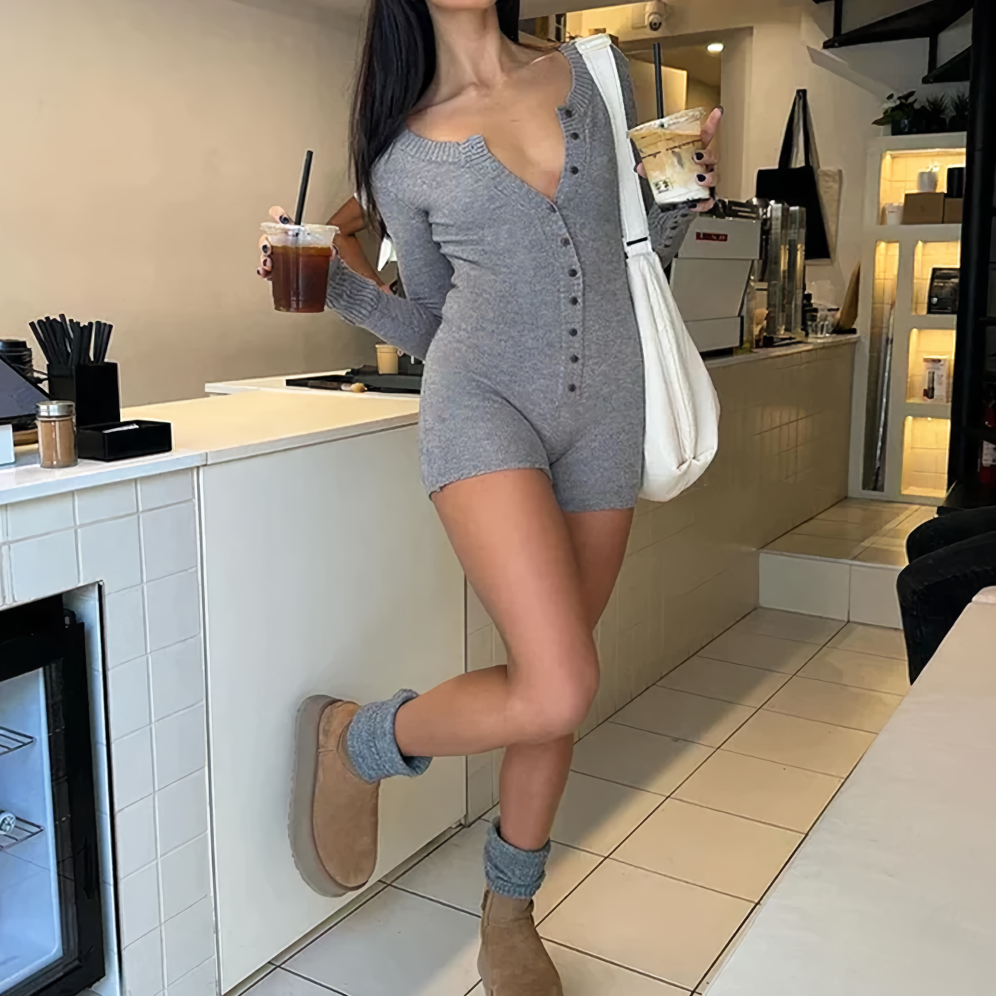 Arianne - Grijze Stretch Romper