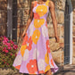 Lila - Lange Jurk met Paarse Bloemenprint