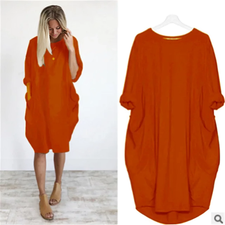 Clea - Comfortabele Oranje Jurk