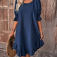 Lily - Marineblauwe Zomerjurk met Ruches