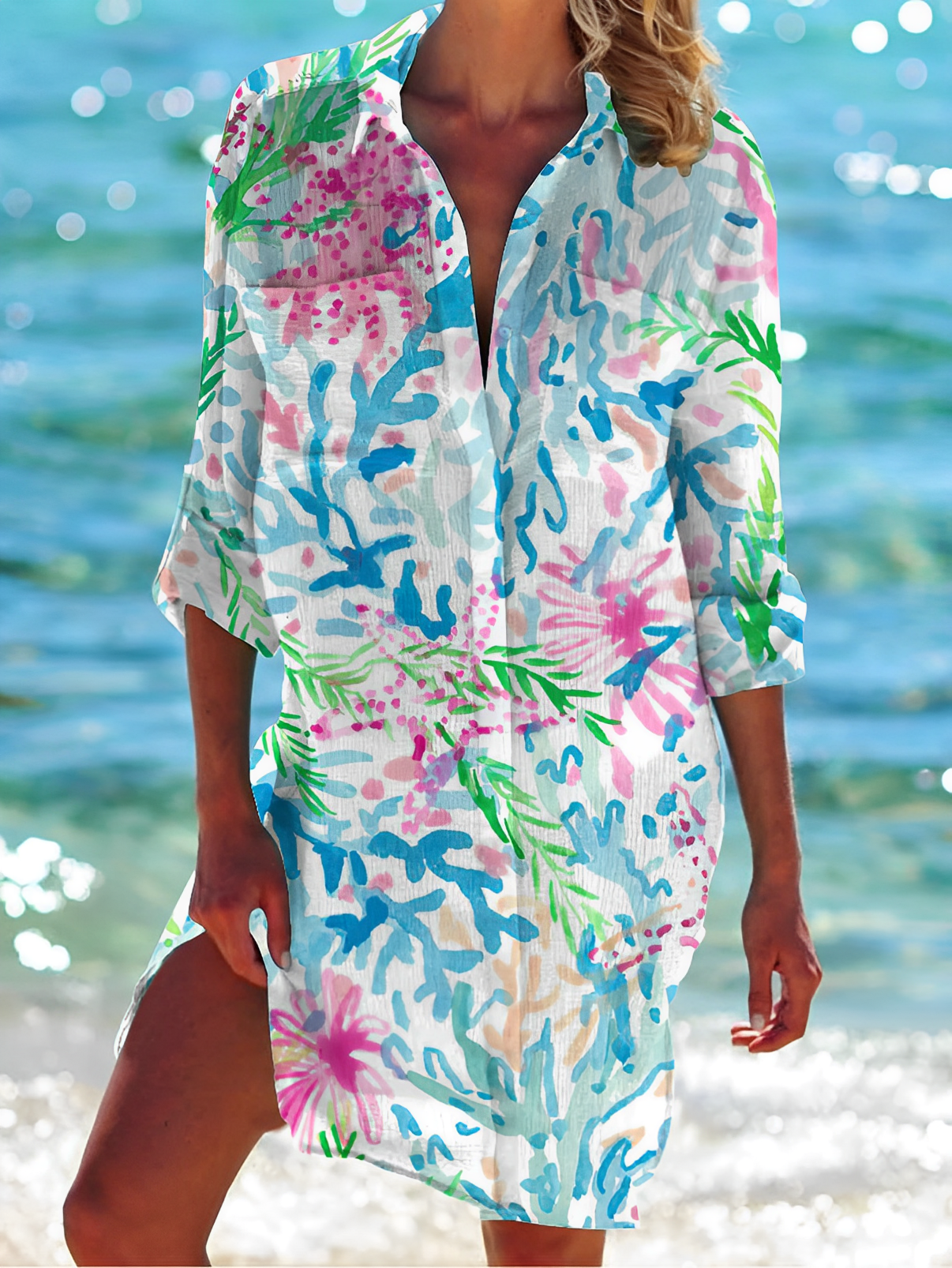 Lichtblauwe Button-down Blouse - Shaila