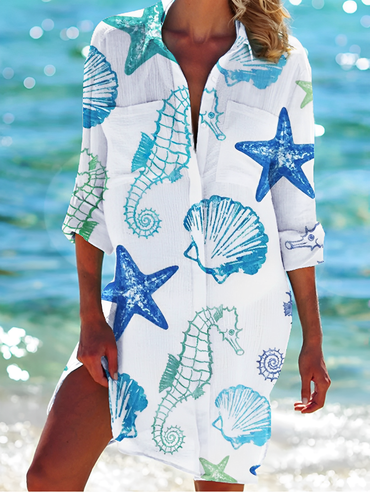 Lichtblauwe Button-down Blouse - Shaila