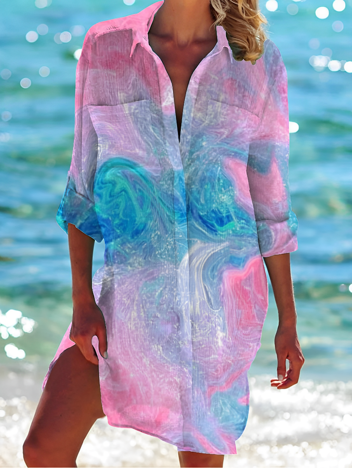 Lichtblauwe Button-down Blouse - Shaila
