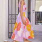 Lila - Lange Jurk met Paarse Bloemenprint