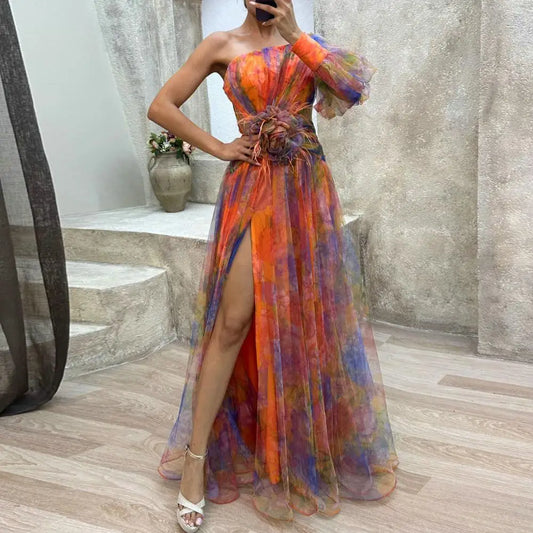 Gieneke - Elegante Oranje Jurk