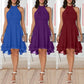 Martina - Donkergroene Chiffon Halterjurk
